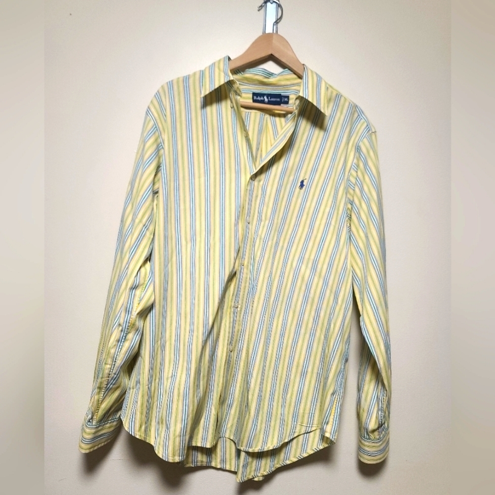 Vintage Ralph Lauren stripped long sleeved button down size xl regular fit